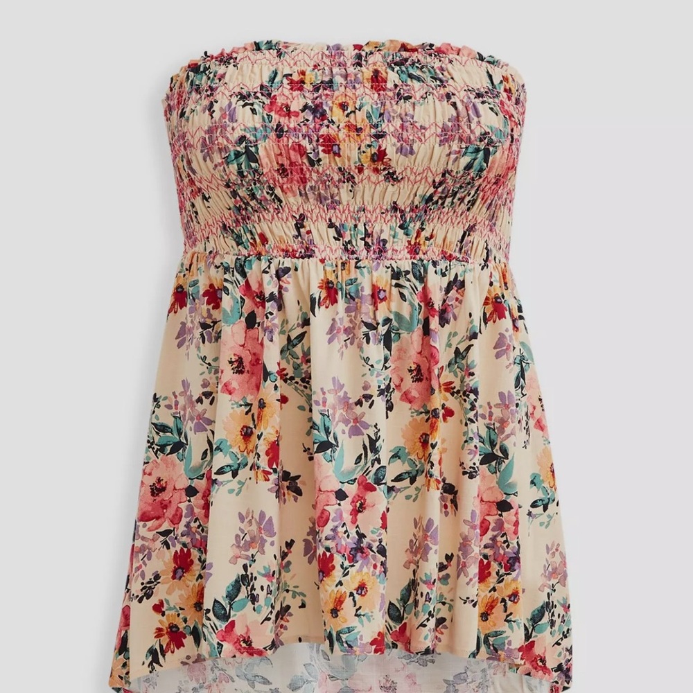 Torrid floral seersucker tube top sz 3 3x